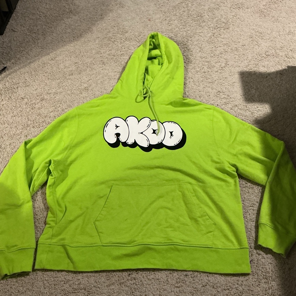 AKOO Neon Green Y2K Streetwear Hoodie 3XL Urban Hypebeast Dopamine Dressing